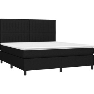 vidaXL Vidaxl - Cama Box Spring Colch&oacute;n Y Luces Led Tela Negro 160x200 Cm