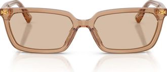 Jimmy Choo London 55mm Rectangular Sunglasses in Transparent Tan /Light Brown at Nordstrom