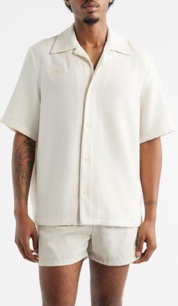 Overtime Daybreak Embroidered Camp Shirt in Cream at Nordstrom, Size Xx-Large
