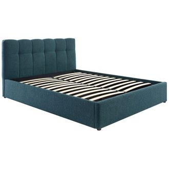 Vente-Unique Letto con contenitore 140 x 190 cm Tessuto bouclette Verde Petrolio - MAZIRI