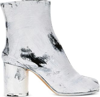 Maison Margiela 85mm Tabi paint-effect boots - women - Leather/Leather/Leather - 38 - White