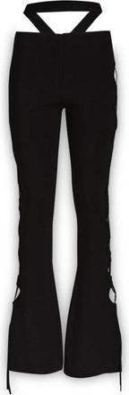 ADĀMO Andrea Adamo Cut-Out Flared Broeken - Dames - Wijde Broeken - Zwart - M - Polyester - Broeken