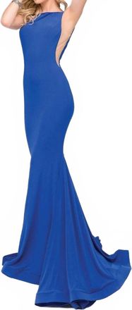 Jovani Sleeveless Jersey Maxi Dress In Navy