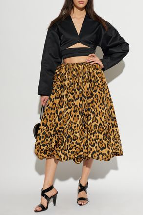 Alaia Animal Print Skirt, Womens, Brown