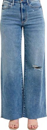 Judy Blue Tucker Vintage Wash Wide Leg Jeans In Blue