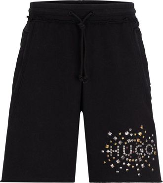 HUGO BOSS logo-print cotton track shorts - men - Cotton - S - Black
