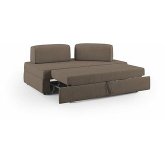 Divani.Store Divani.store - Liberty Divano senza pouf estraibile e schienali movibili in tessuto morbido impermeabile T02 160 cm marrone