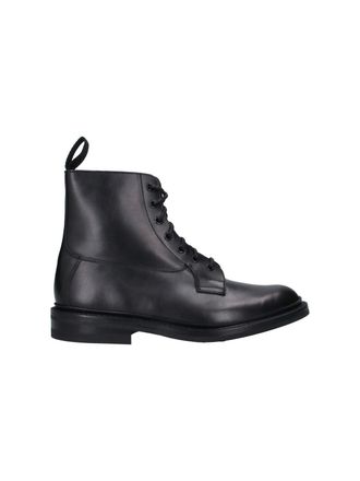 Trickers Burford Black Round Toe Lace-Up Leather Boots