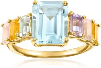Ross-Simons Sky Blue Topaz and Multi-Gemstone Ring in 18kt Gold Over Sterling