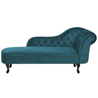 Beliani Beliani - Chaise Longue Tapizado En Verde Azulado Con Botones Versi&oacute;n Derecha Nimes