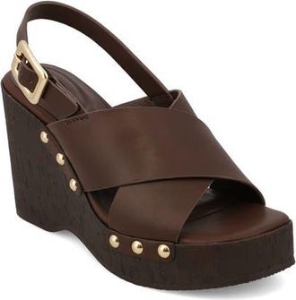 Mia Elleiana Wedge Sandal in Dark Brown at Nordstrom, Size 8.5