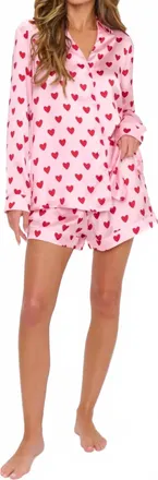 Show me your Mumu Early Riser Pj Set In Pink Queen Of Hearts
