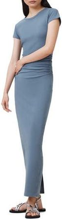 AllSaints Katarina Slim Fit Cap Sleeve Maxi Dress in Flint Stone Blue at Nordstrom Rack, Size 10 Us / 14 Uk