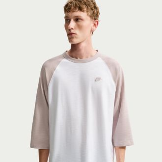Nike Mens Nike Sportswear Club 3/4-Sleeve Raglan Top in Brown | IF0755-211