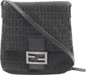 Fendi Pre-owned Zucchino Canvas Leren Schoudertas - Dames - Vintage Schoudertas - Zwart - ONE Size - Leer - Vintage