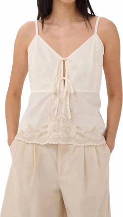 Part Two French Oak Embroidered Blouse In Whisper White