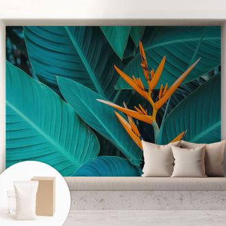 Tulup Carta Da Parati In Vlies Decorativa Per Pareti - Con Motivi Moderni - Con Colori Intensi - Per Ufficio Fiori Con Foglie 208x146 Cm