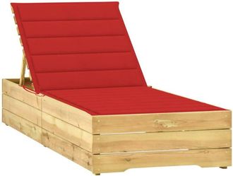 vidaXL Tumbona Con Coj&iacute;n Rojo Madera De Pino Impregnada Vidaxl