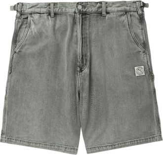 Izzue logo-patch denim shorts - men - Cotton/Viscose - 28 - Grey