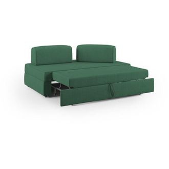 Divani.Store Divani.store - Liberty Divano con pouf estraibile e schienali movibili in tessuto morbido impermeabile T02 160 cm verde