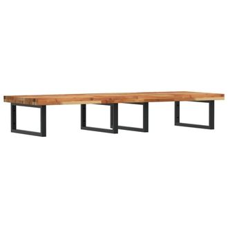 Berkfield Home Basin Shelf Wall Mounted Steel & Solid Wood Acacia in Brown