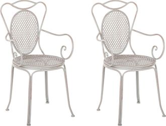 Beliani Beliani - Conjunto De 2 Sillas De Jard&iacute;n Gris Con Mesa Y 2 Sillas Estilo Chic Franc&eacute;s Cilento