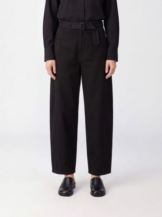 Christophe Lemaire Pantaloni a gamba larga in cotone con cintura regolabile