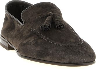 Brunello Cucinelli Mens Gray Calfskin Slip-On Loafers