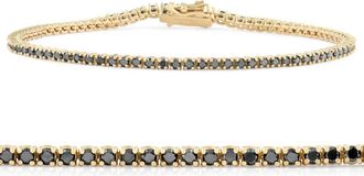 Pompeii3 1 3/4 Ct TW Black Diamond Tennis Bracelet 14k Yellow Gold 7