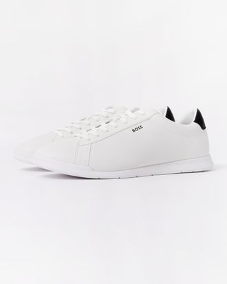 Boss Orange by Hugo Boss Mens Logo Detail Trainers in White Leather - Size UK 10