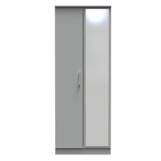 Welcome Furniture Denver Ready Assembled Wardrobe with 2 Doors and Mirror - Grey - Welcome Furniture | TJ Hughes