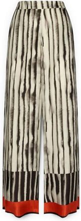 Elena Miro Gedrukte viscose palazzo broek - Dames - Wijde Broeken - Zwart - 5XL - Satijn - Broeken