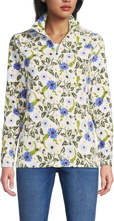 Lands End Anyweather Fleece Quarter Zip Pullover in Blue Allover Floral at Nordstrom, Size X-Small P