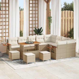 vidaXL Conjunto De Sof&aacute; De Jard&iacute;n Con Coj&iacute;n 13 Pcs Beige Y Crema Vidaxl
