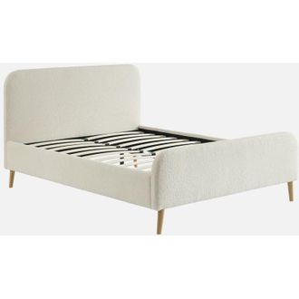 Sweeek Cama con somier y cabecera tapizada borreguito, 190cm