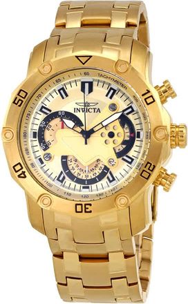 Invicta Pro Diver Chronograph Gold Dial Mens Watch 22761