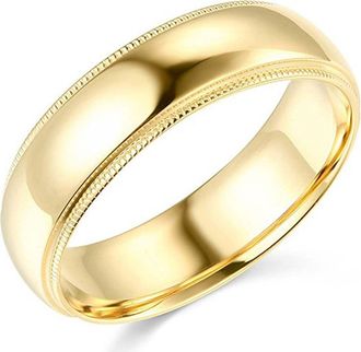 Pompeii3 7mm Milgrain Plain High Polished Dome Wedding Band 10k White, Yellow, Rose Gold