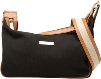 Gucci Pre-owned Canvas Crossbody Bag - Dames - Vintage Schoudertas - Zwart - ONE Size - Leer - Vintage