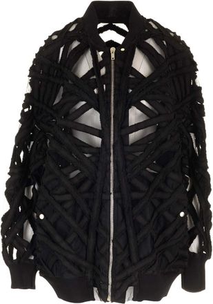 Rick Owens Cropped Jacket In Denim And Tulle Giacche Nero-Donna