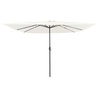 Berkfield Home Square Garden Parasol with LED Lights 295x245 cm Sand White