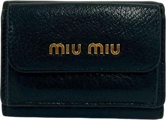 Miu Miu Black Leather Wallet (Tri-Fold) (Pre-Owned)