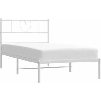 vidaXL Estructura Cama Sin Colch&oacute;n Con Cabecero Metal Blanco 75x190 Cm Vidaxl