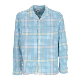 Obey Blauwe Flanellen Overhemd met Lange Mouwen - Heren - Casual Overhemden - Blauw - XL - Katoen - Overhemden
