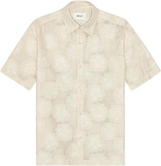 Nn.07 Freddy Short Sleeve Shirt - Heren - Korte mouwen Overhemden - Beige - S - Katoen - Overhemden