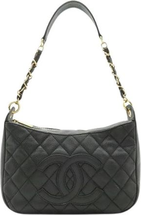 Chanel Pre-owned Caviar Matelasse Chain Shoulder Bag A20993 - Dames - Vintage Schoudertas - Zwart - ONE Size - Leer - Vintage