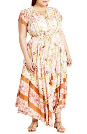 City Chic Sky Maxi Dress in Ivory Free Spirit at Nordstrom Rack, Size Xs/14W
