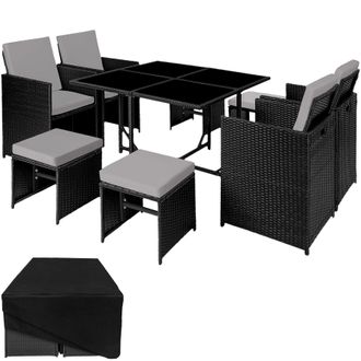 TecTake Garden Table & Chairs Bilbao in Bronze | Size: XL