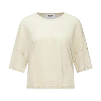 Drykorn Linnen T-shirt in Modderkleur - Dames - T-shirts - Beige - M - Linnen - Tops