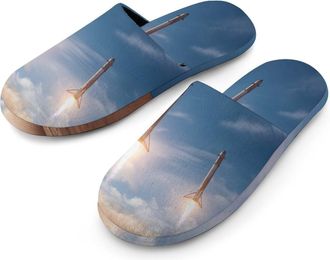 Generic Spacees Falcon Heavy Boosters Landing Mens Slippers Warm Non-Slip Houes Shose Spa Slipper for Home Bedroom