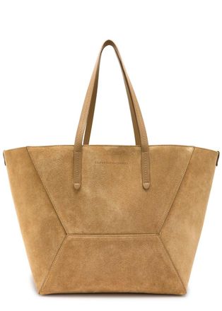 Brunello Cucinelli Bead Medium Suede Tote - Tan - One Size